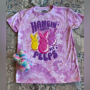 Hangin With My Peeps Girls Tie-Dye Short Sleeve T-Shirt - 10/12
